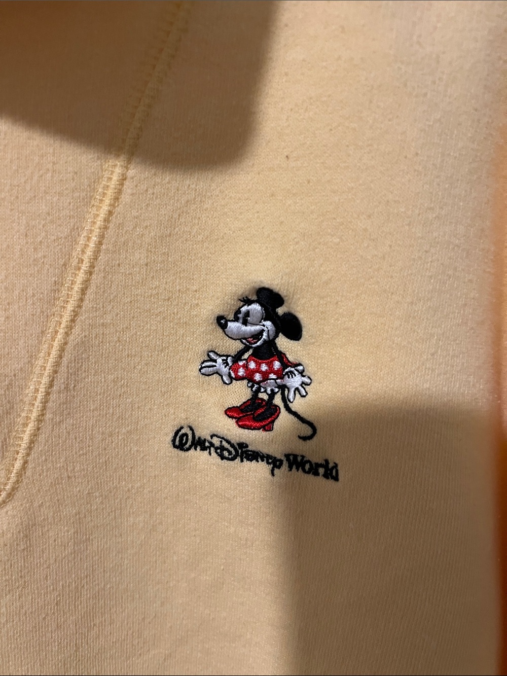 Disney World Yellow Half-Zip Sweatshirt Navy Trim and Minnie Mouse Embroidered - Picture 3 of 8